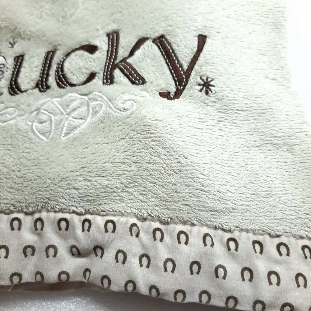 Tiddliwinks LUCKY Baby Blanket green sage horse equestrian Horseshoe Target‎